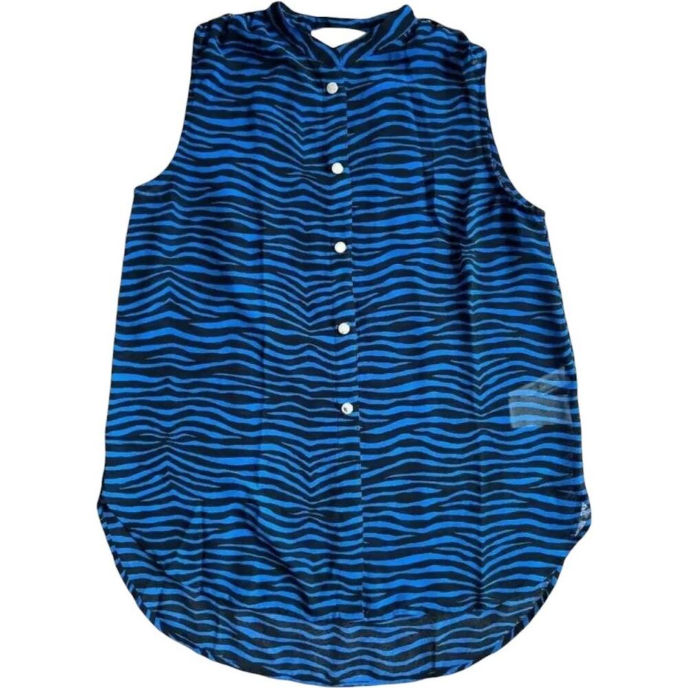 Michael Kors Blue Black Stripes Sleeveless Top, S